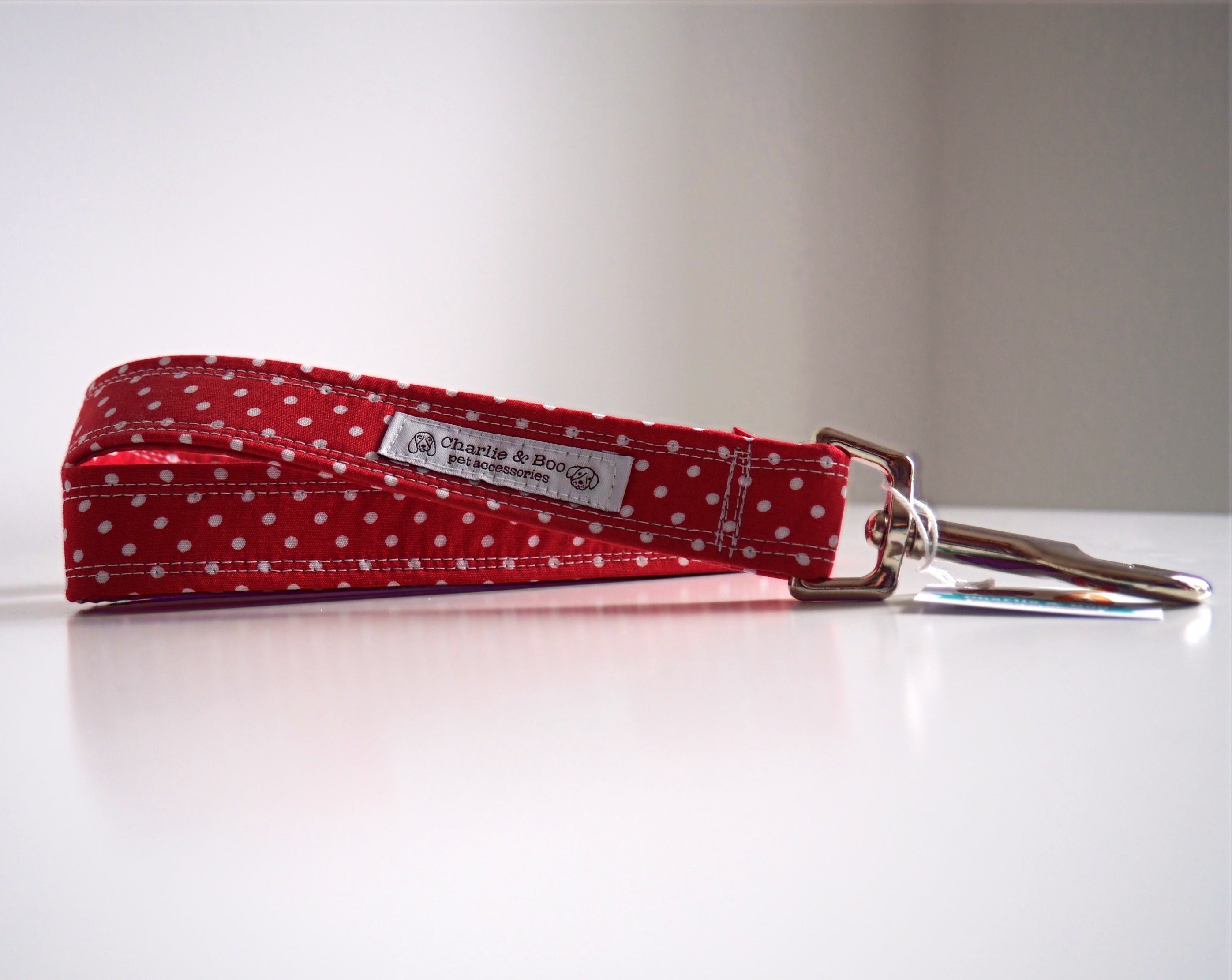 Charlie & Boo Red polka dot dog lead
