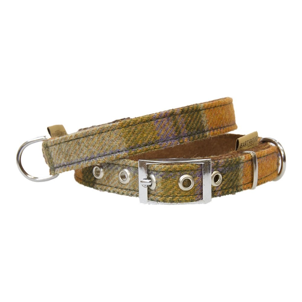 Earthbound Tweed Collection Dog Collar Orange Check