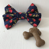 Charlie & Boo Navy Strawberry Dog Bow Tie